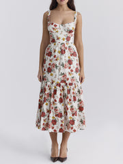 Sweet Spicy Style Charming Floral Backless Midi Dresses