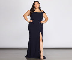 Plus Adelina Formal Charming Halter Crepe Dress