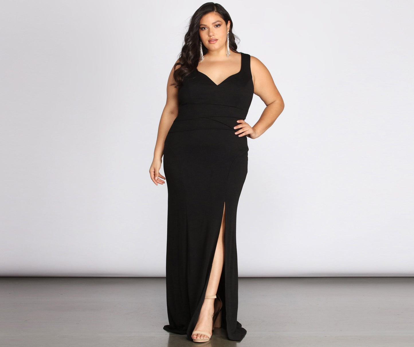 Plus Kaitlyn Formal High Slit Dress - Lady Occasions