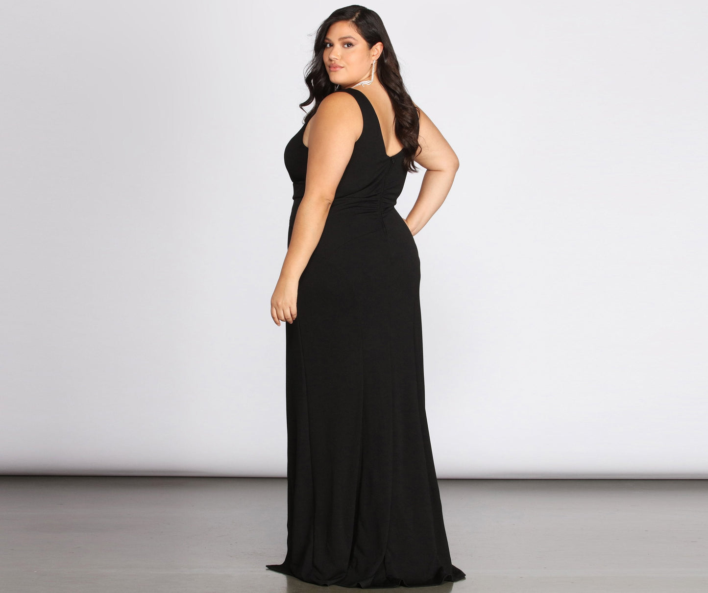 Plus Kaitlyn Formal Charming High Slit Dress