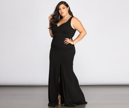 Plus Kaitlyn Formal Charming High Slit Dress