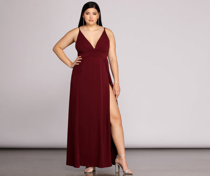 Plus Galilea Formal High Slit Dress - Lady Occasions