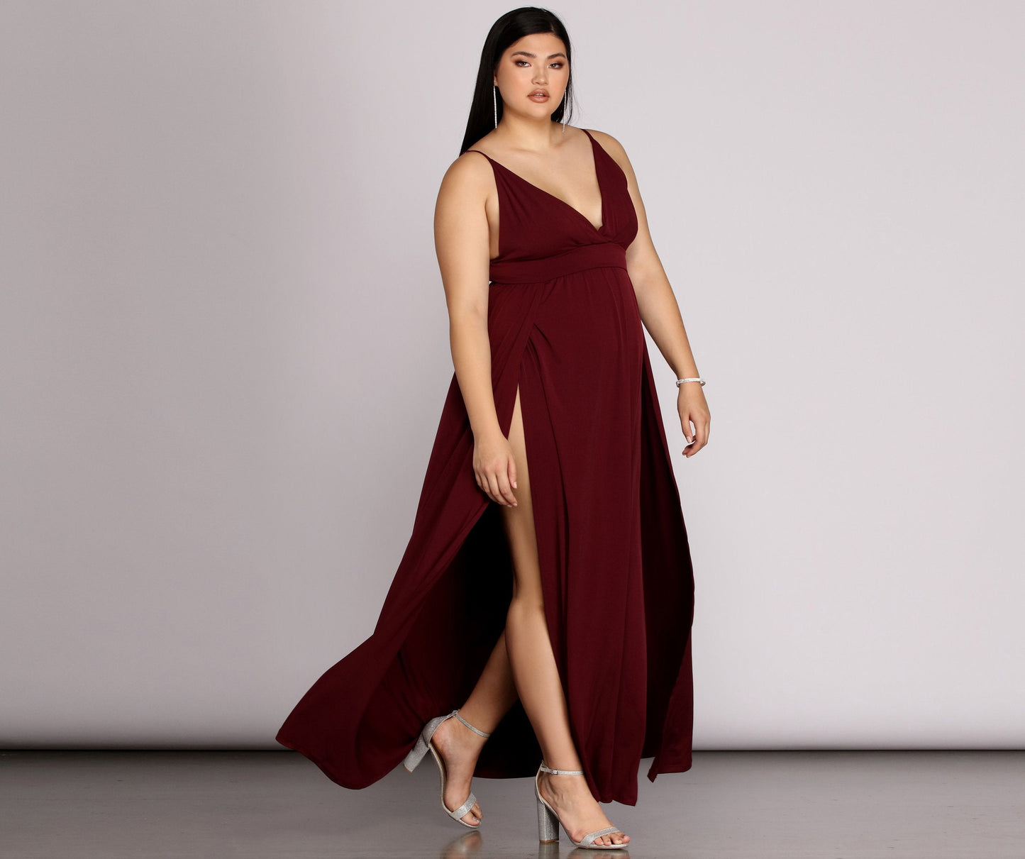 Plus Galilea Formal Charming High Slit Dress