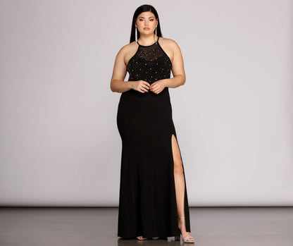 Plus Kacey Formal Charming Heat Stone Dress