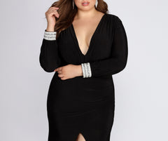 Plus Athena Formal Charming Asymmetrical Pearl Dress