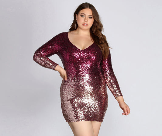 Plus Ombre Sequin Dress - Lady Occasions