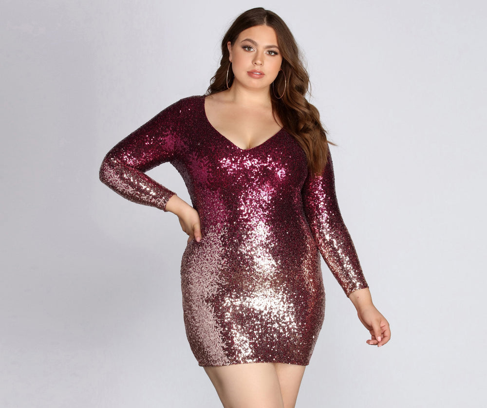 Plus Ombre Sequin Dress - Lady Occasions