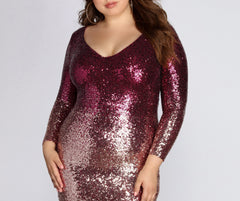 Plus Ombre Stylish Sequin Dress