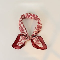Paisley Faux Linen Square Hair Neck Sun Scarf
