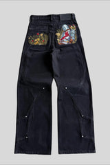 Knight Floral Embroidered Wide Leg Jeans