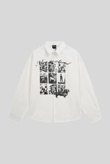 Vintage Photo Collage Oversized Long Sleeve Shirt