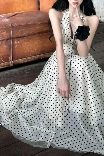 V-Neck Polka Dot Maxi Dress