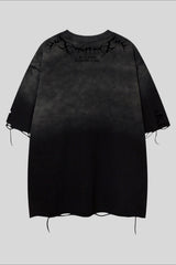 Distressed Cutout Washed Short Sleeve T-Shirt