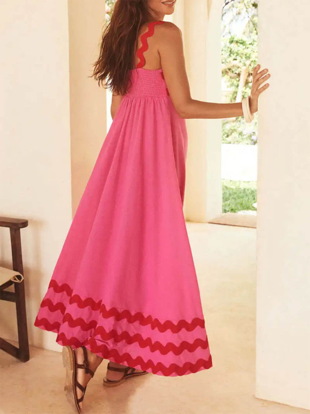 Square Neck Stylish Strap Maxi Dress