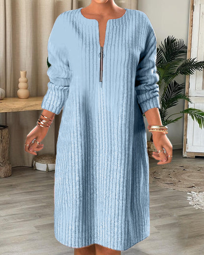 Chic Zip-Up Sweater Dress
