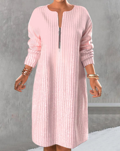 Chic Zip-Up Sweater Dress