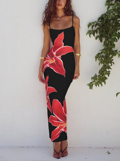 Unforgettable Abstract Floral Charming Print Maxi Dress