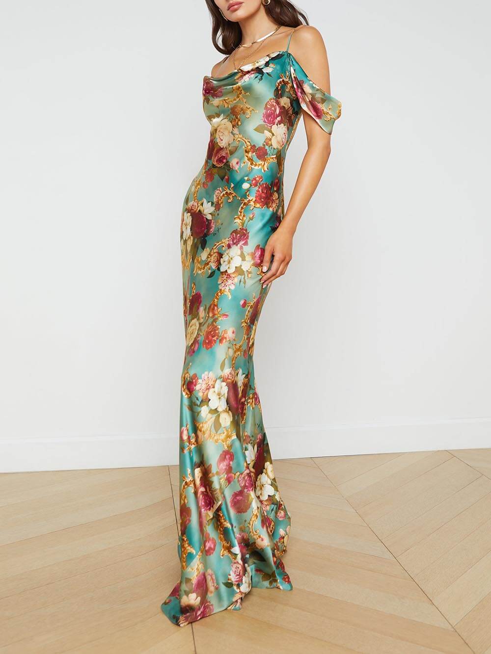 Radiant Off-The-Shoulder Stylish Printed Maxi Dress