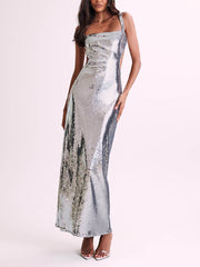 Sequin Cut Stylish Out Maxi Dress