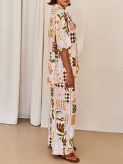 Sophisticated Loose-Fitting Unique Printed Two-Pieces Set