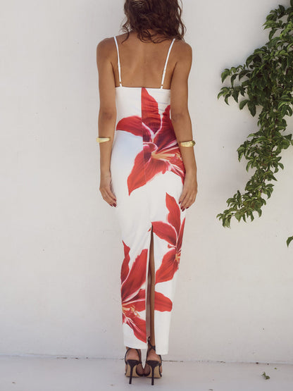 Unforgettable Abstract Floral Charming Print Maxi Dress