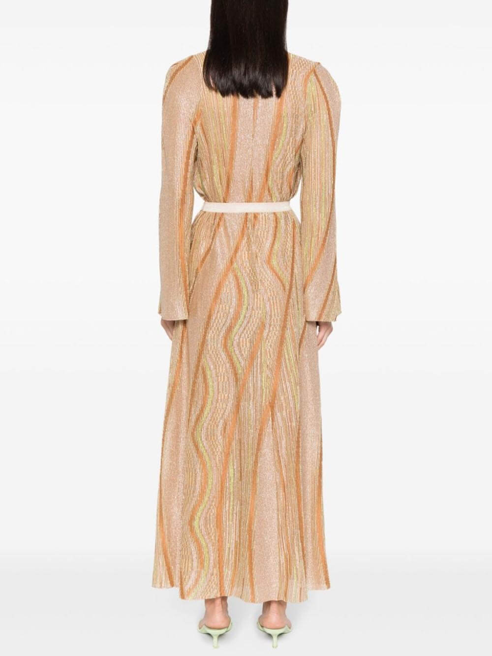 Loose Wave-Striped Printed Charming Cardigan Maxi Dress