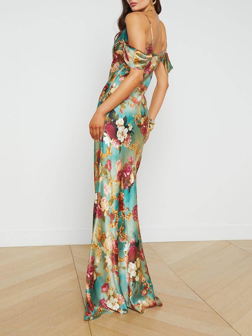 Radiant Off-The-Shoulder Stylish Printed Maxi Dress