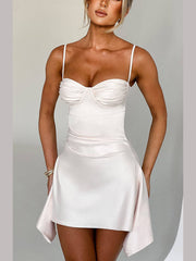 Irregular Strap Stylish Mini Dress