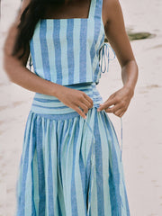 Lace-up Tank and Ruched Graceful Waist Midi Skirt Set