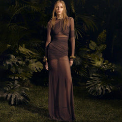 Bruna Mesh Dress - Brown