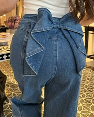 Stretch Jeans With Bow At Back