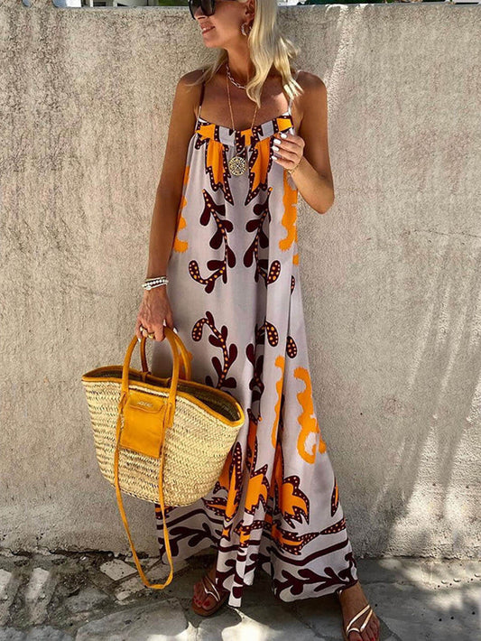 Ethnic Printed Loose Charming Cami Maxi Dress