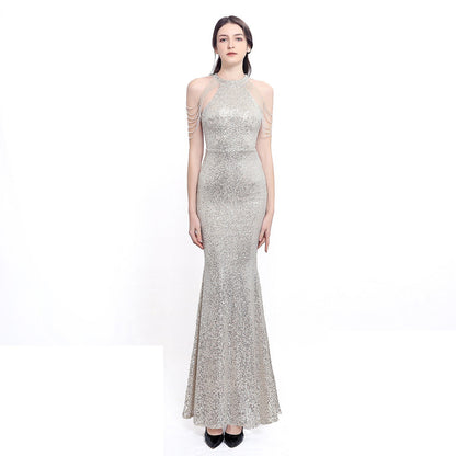 Harper formal sequin halterneck dress - Lady Occasions