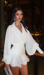 Lantern Sleeve Short Dress