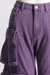 High Waist Oversized Pocket Denim Cargo Pant