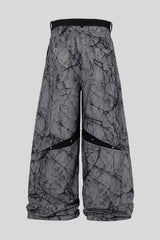 Crackle Print Tape Panel Wide Leg Jeans