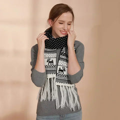 Red Cartoon Reindeer Snowflake Warm Scarf For Christmas Scarfs-L