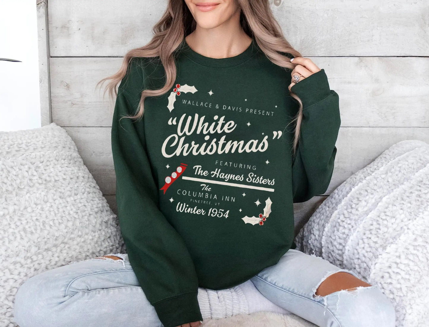 White Christmas Retro Nostalgic Farm Girl Hoodie