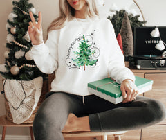 Merry Bright Light Tree Girl Christmas Hoodie White / S Hoodies-L