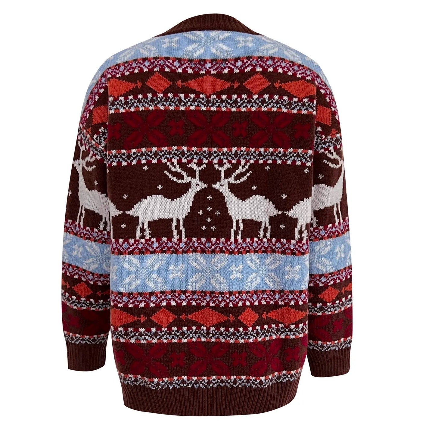 Jacquard Print Christmas Sweater - Warm and Soft - Loose Fit - Full Sleeve