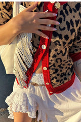 Casual Loose O-Neck Leopard Cardigan
