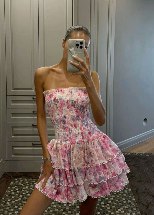 Strapless Floral Dress