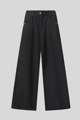 Red Dragon Embroidered Wide Leg Jeans
