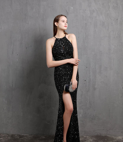 Ella halterneck Stylish sequined formal dress