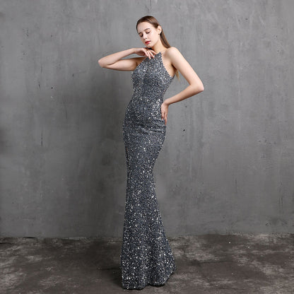 Ella halterneck sequined formal dress - Lady Occasions