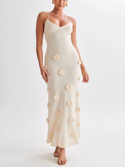 Knitted Floral Stylish Midi Dress