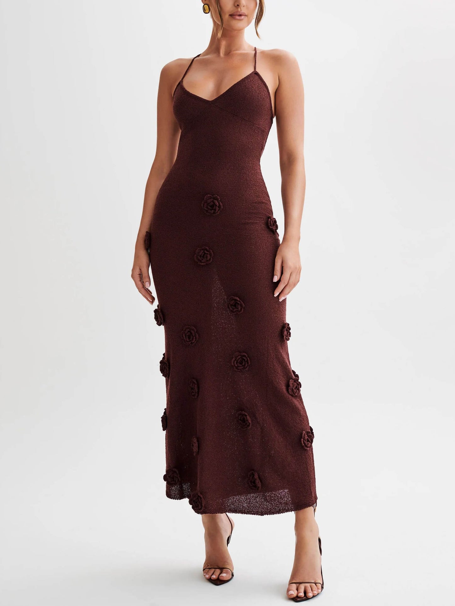 Knitted Floral Stylish Midi Dress