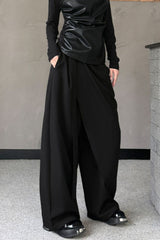 Minimalist Asymmetrical Belt Wide Leg Pants