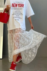 Jacquard Lace High Waist Maxi Skirt