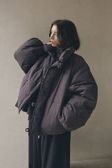 Stand Collar Zip Up Puffer Coat